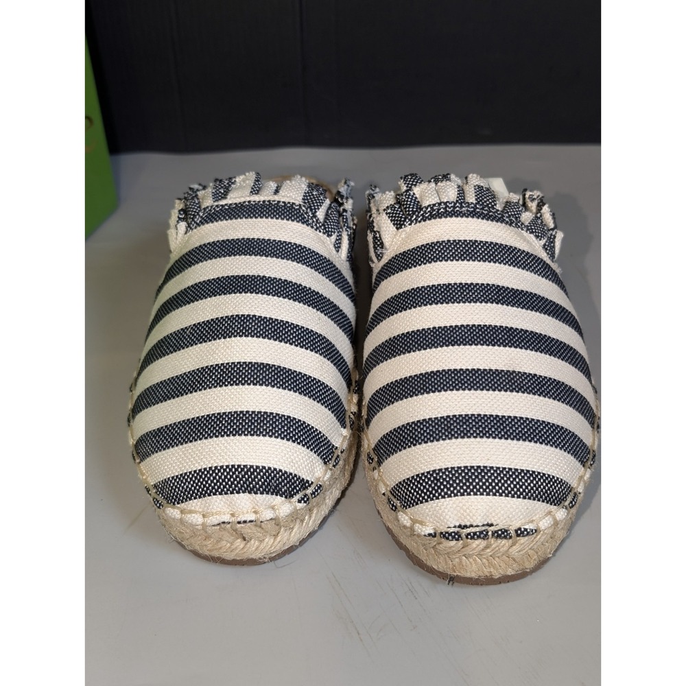 Kate Spade Womens Laila Striped Canvas Espadrille Mules Black Cream 7.5 New